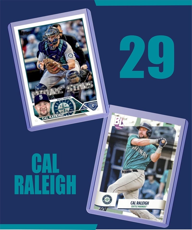 Chaser Cal Raleigh Cards (3) Assorted Baseball Card Gift Pack - Seattle Mariners - Image 2